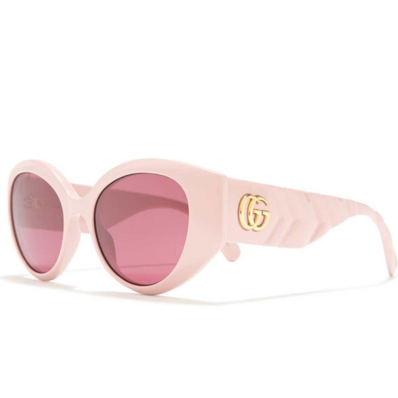 Gucci GG0809S Oversized Pink Quilted Cat Eye Sunglasses Pink Lens main image 7